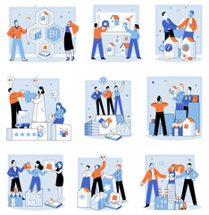 Obraz premium Business Association. Vector illustration. Assistance from experienced professionals can accelerate business growth and development Collaboration among individuals and teams enhances creativity