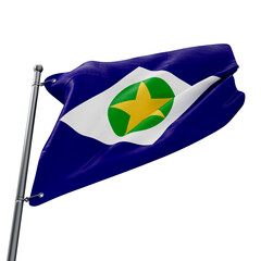 3D flag of the Brazilian state Mato Grosso with transparent background - obrazy, fototapety, plakaty