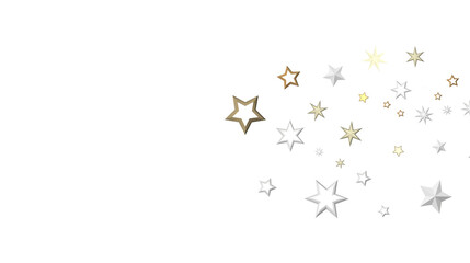 Stars - Banner with golden decoration. Festive border with falling glitter dust and stars.