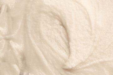 Vanilla cream ice cream. Ice cream texture. Delicious sweet dessert close-up as a background.