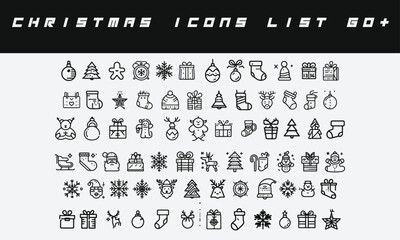 60+ Christmas icons and silhouettes design	
