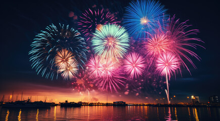 abstract fireworks background and space.