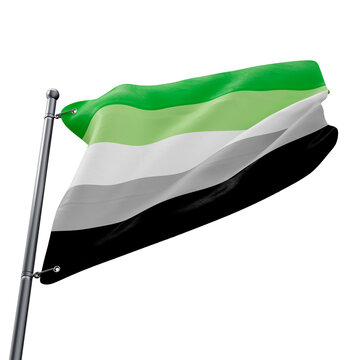 3D flag of the Aromantic pride with transparent background