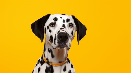 Beautiful Dalmation Dog on Colored Background