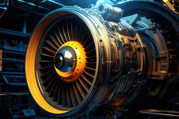 Turbine Engine Profile. Aviation Technologies. Aircraft jet engine detail
