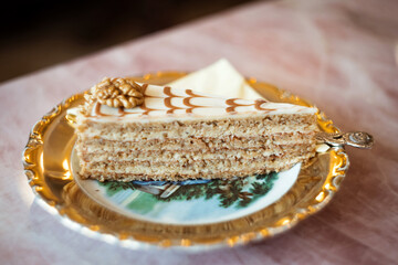 Traditional Esterházy Cake - delicious layered cake filled with real custard cream