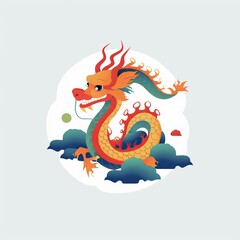 A cute chinese Dragon illustration, lunar new year. AI Generated.