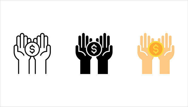 Dollar in hand icon set. Save money icon set. vector illustration on white background