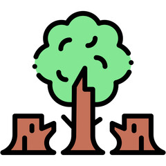 Vector Icon Deforest, Firewood, Trunks, Woods, Logs, Tree