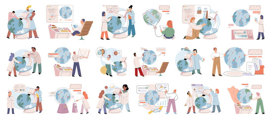 Scientific experiment. Vector illustration. Analysis data collected during experiments provides insights into scientific phenomena Experimentation is key aspect scientific research allowing