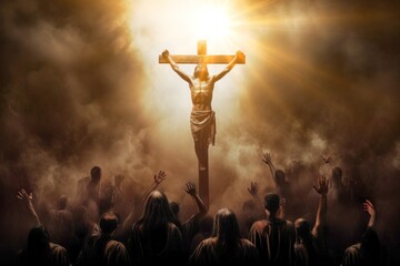 Christian Religion. People worship the cross and jesus christ