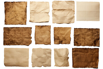 Old Paper Fragment Isolated on a Transparent Background - obrazy, fototapety, plakaty