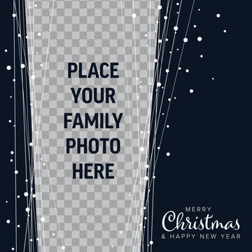 Christmas winter family photo card layout template with stripe