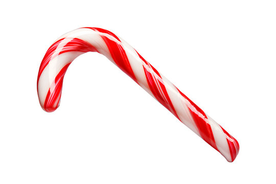 Christmas realistic candy cane on a transparent background, Generative AI