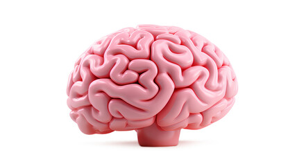 The pink human brain is isolated on a transparent background, Generative AI