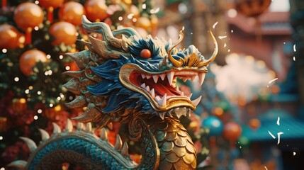 Chinese Dragon New Year background. AI Generated.