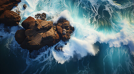 waterfall in the sea HD 8K wallpaper Stock Photographic Image