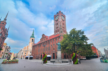 Naklejka premium Toruń's Gothic town hall at daylight