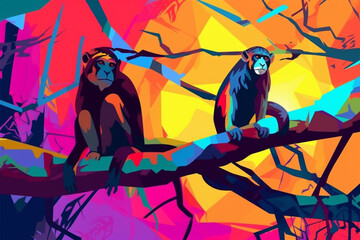 wpap stail a pair of monkeys in a tree