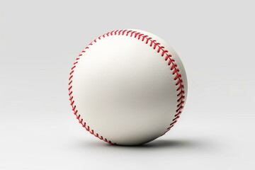 Baseball ball with red seam on a blank white mockup, isolated. Generative AI