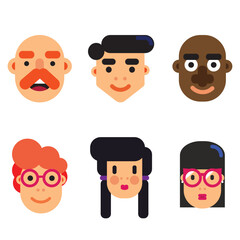 icon set of funny cartoon faces, emojis, drawing