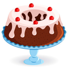 Bundt Cake with Creamy Frosting and Cherries on top