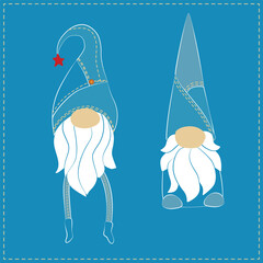 Christmas tree decoration - gnome. The decoration is sewn by hand from jeans, denim. Christmas Denim Collection