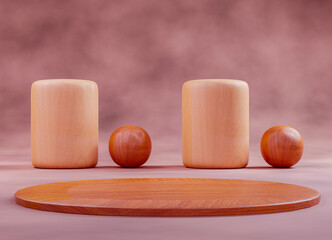 wooden cutting board,wooden display stand,Cylinder Wood pedestal for display,Luxury Wood porduct stand ,Empty wood podium,concept scene stage showcase,3D rendering