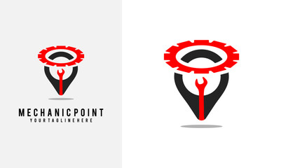 mechanic point logo design. point and mechanic logo, simple design vector illustration. good for use in mechanical businesses