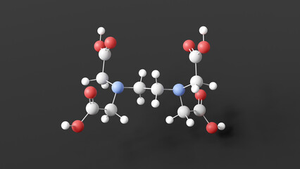 ethylenediaminetetraacetic acid molecular structure, aminopolycarboxylic acid, ball and stick 3d model, structural chemical formula with colored atoms