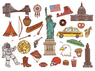 アメリカの線画イラスト
An American line drawing illustration.