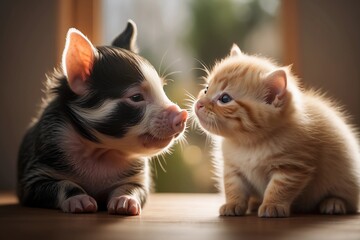 Purring and Grunting Duo: The Cat and Piglet Connection