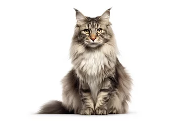 Foto op Plexiglas norwegian forest cat on isolated background © GUDANG_PNG
