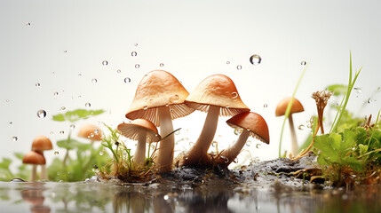 fresh mushroom on white bckground  - obrazy, fototapety, plakaty