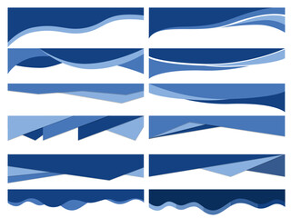 Divider Header for App, Banners or Posters. Set of Template Dividers Shapes for Website. Curve Lines, Drops, Wave Collection of Design Element for Top, Bottom Page Web Site.