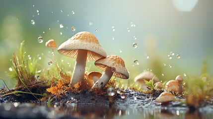 fresh mushroom in nature	 - obrazy, fototapety, plakaty