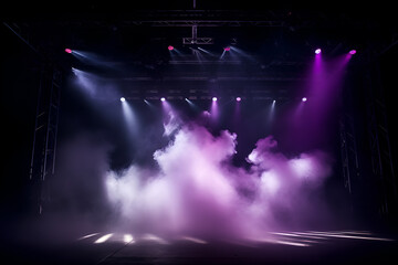 purple luminous scene background with smoke and light