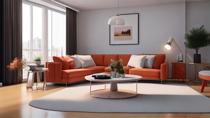Fototapeta na wymiar Modern minimalist style living room