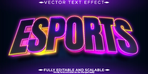Esport text effect, editable gamer and neon text style