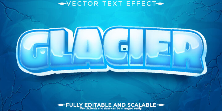 Glacier editable text effect, ice and frozen text style.