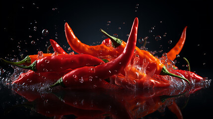 hot chili on dark background - obrazy, fototapety, plakaty