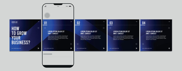Set of Linkedin Carousel Post, editable social media Instagram carousel post, modern and creative business carousel post template, eps 10. © Graphaxil