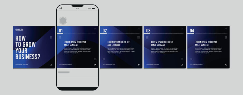 Set Of Linkedin Carousel Post, Editable Social Media Instagram Carousel Post, Modern And Creative Business Carousel Post Template, Eps 10.