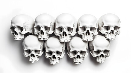 Skulls on white background