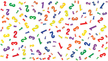 Vector illustration. Seamless pattern of multicolored numbers