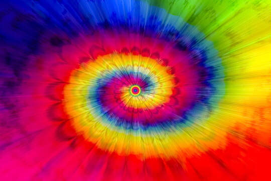 Retro Psychedelic Tie Dye Wallpaper: Vibrant Swirl Illustration, Trendy Tie Dye Background: Abstract Swirl Design Wallpaper