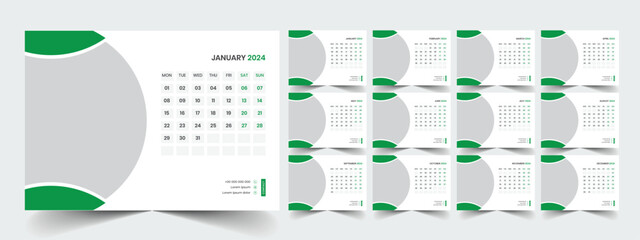 Planner template with calendar for 2024 year