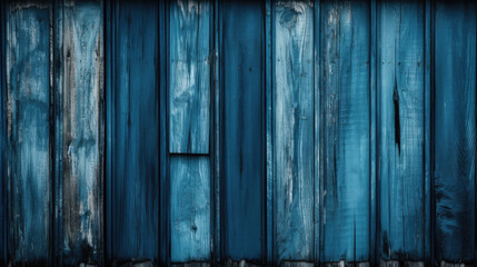 Blue wooden wall with a lot of paint on it.