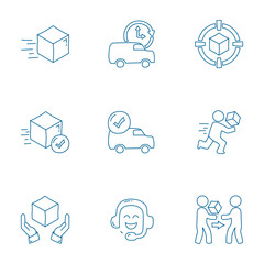 Delivery service line icon set. Delivery doodle icon collections.