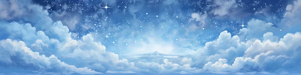 Foto op Canvas Dreamy blue sparkling cloudscape. Calm blue sky and clouds background with room for text copy. © W&S Stock